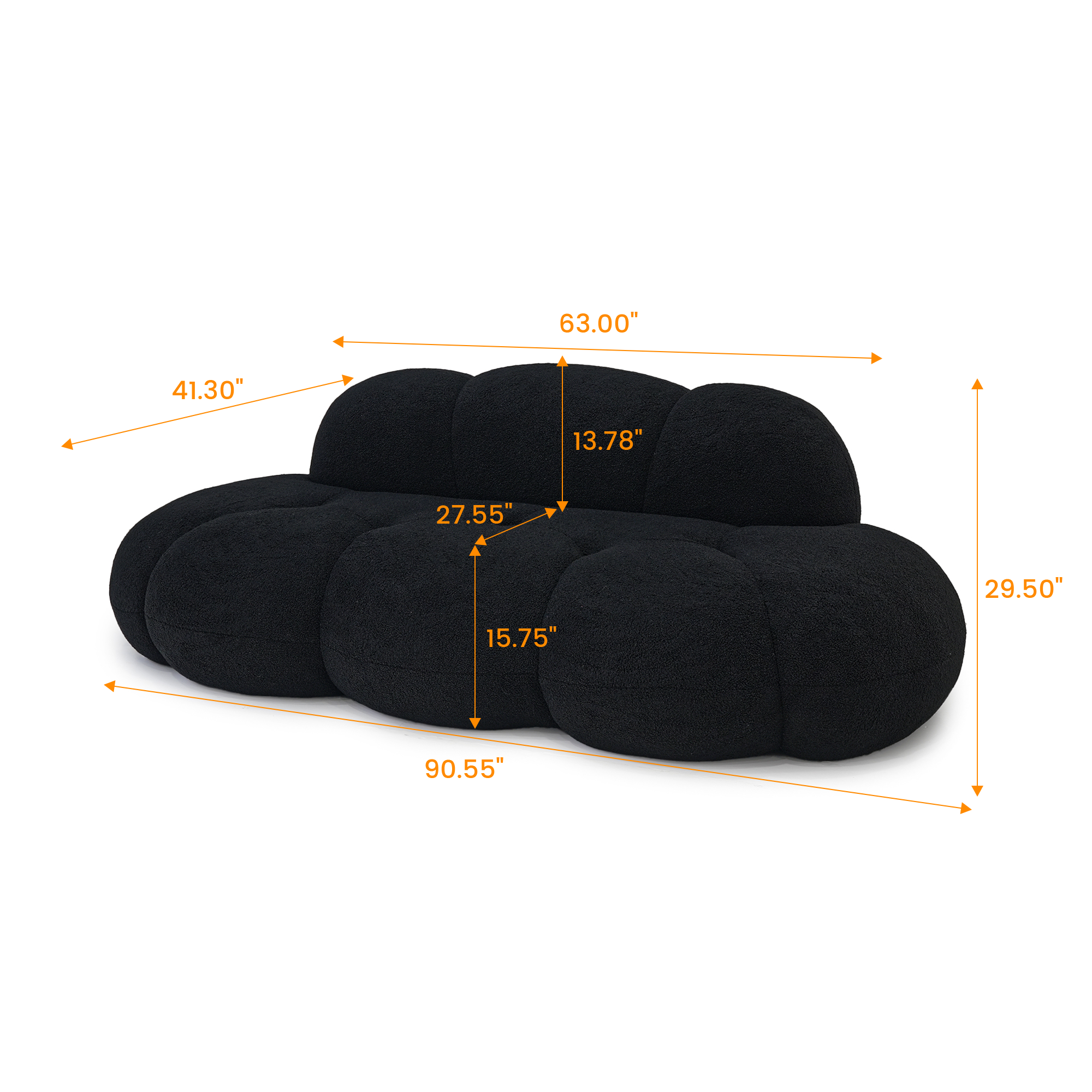 Bubble Curve Boneless Sherpa Fleece Sofa