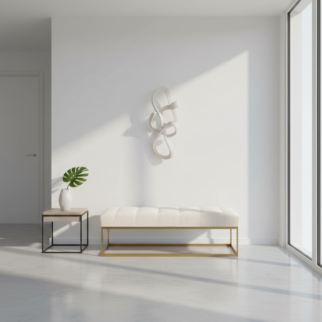 MODERN SS Bench GY-BC8415BG Silex Ivory Brushed Gold Frame