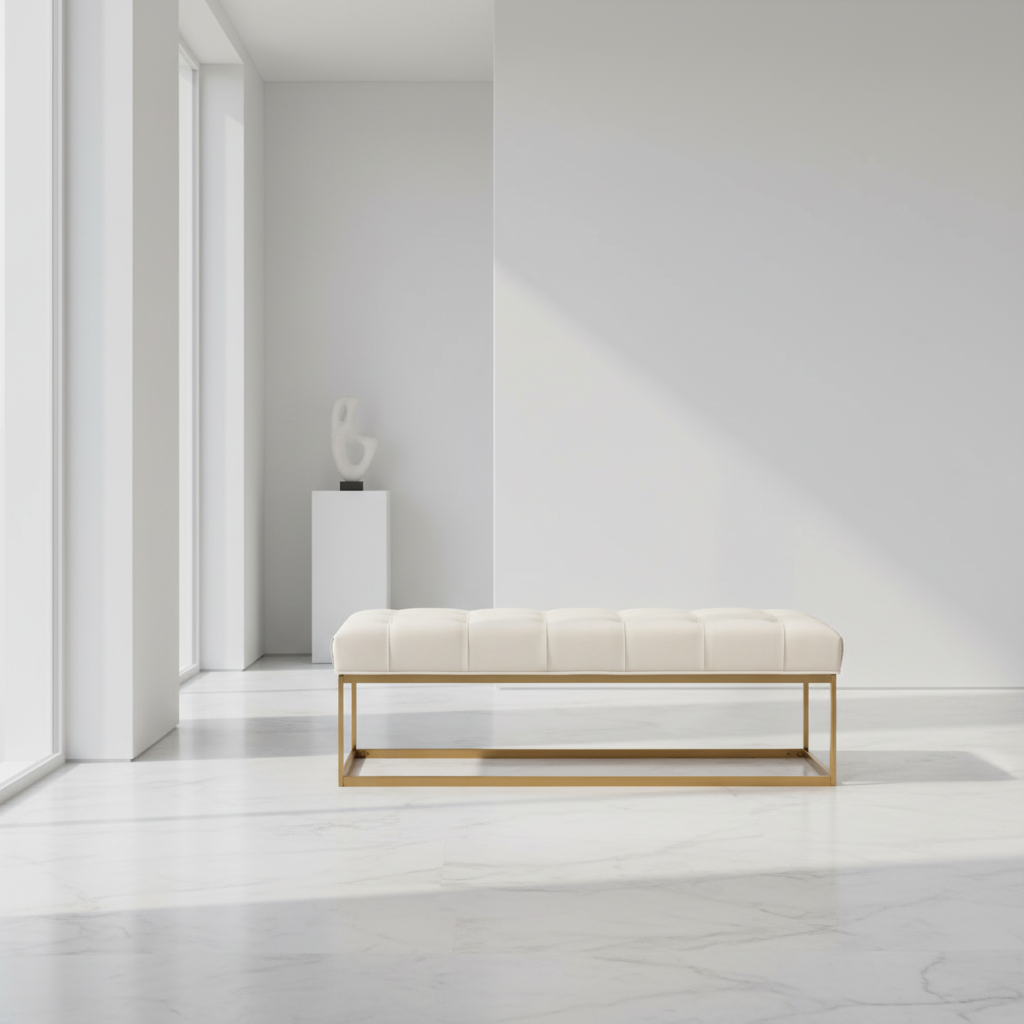 MODERN SS Bench GY-BC8415BG Silex Ivory Brushed Gold Frame