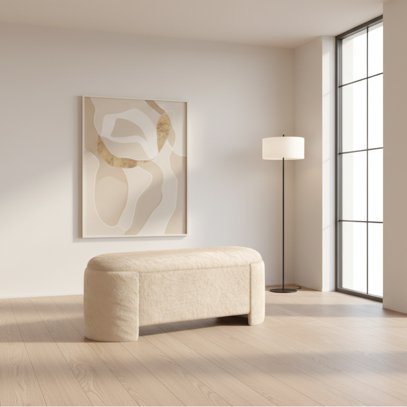 Pouf de rangement Selene en beige foncé