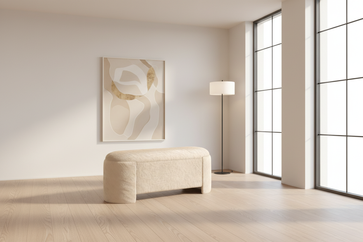 Pouf de rangement Selene en beige foncé