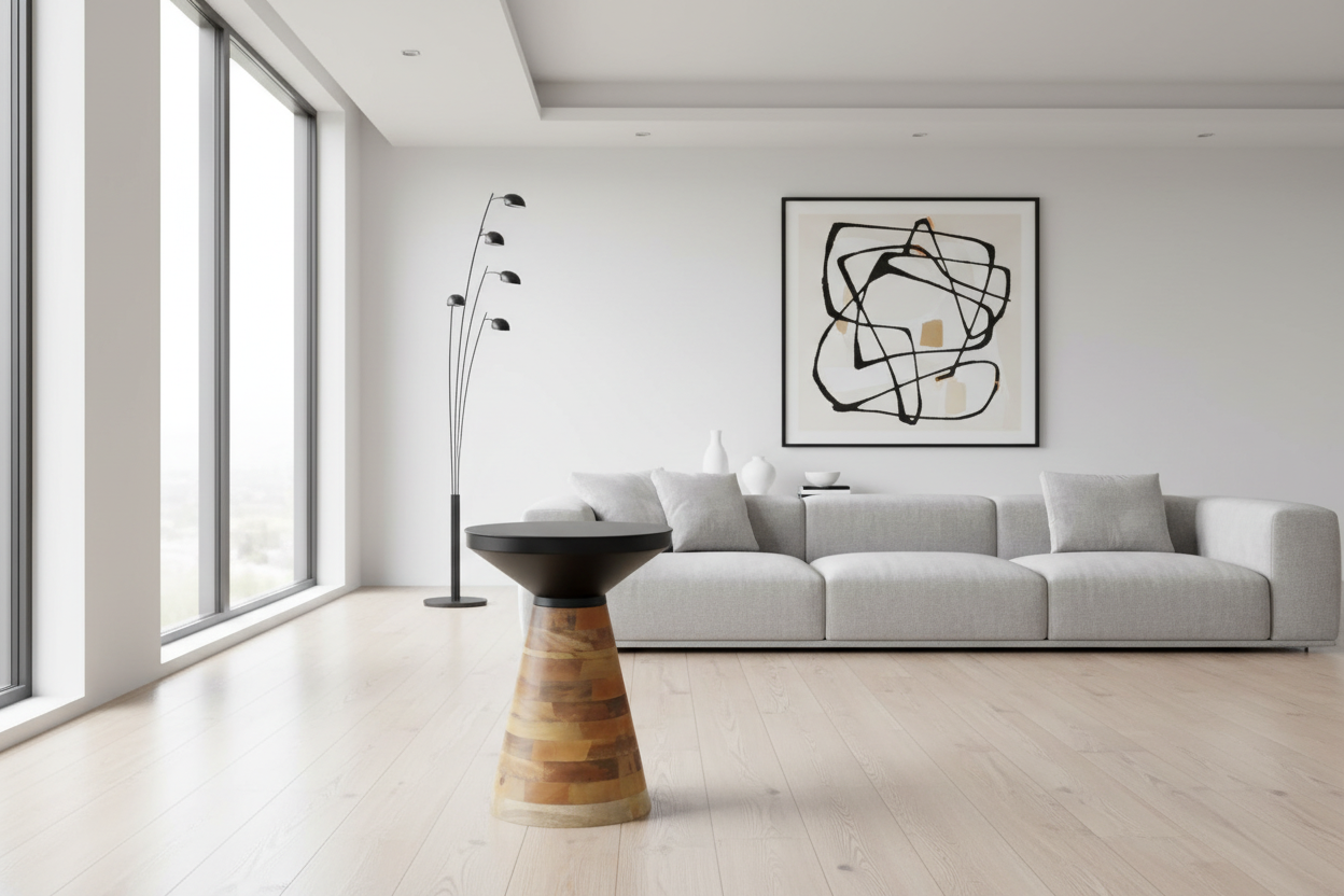 Table d'appoint Boden en noir et noyer