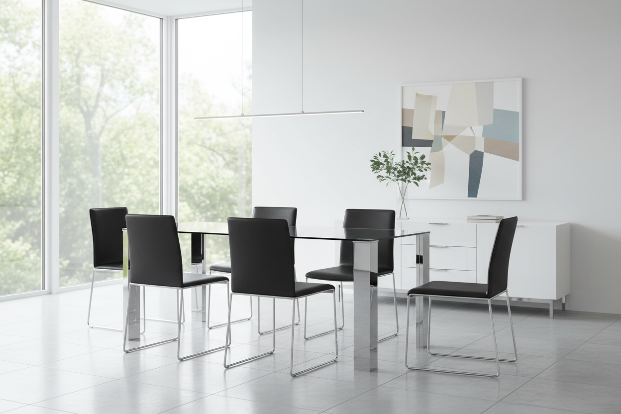 Table à manger rectangulaire Frankfurt en acier inoxydable