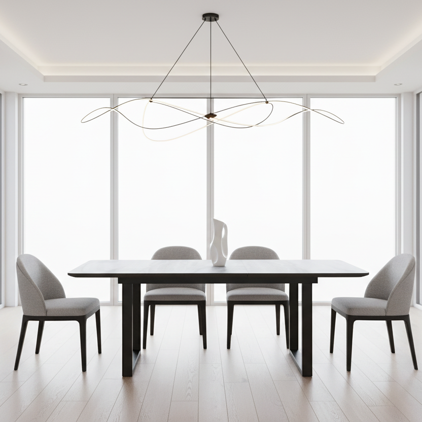 Gavin Dining Table w/Extension in Black and Faux Marble