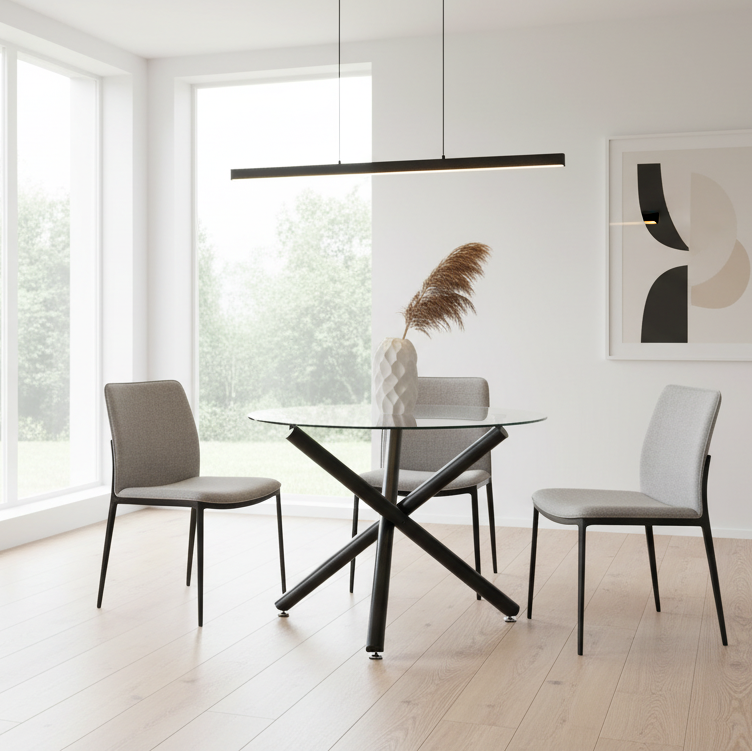 Suzette Round Dining Table in Black