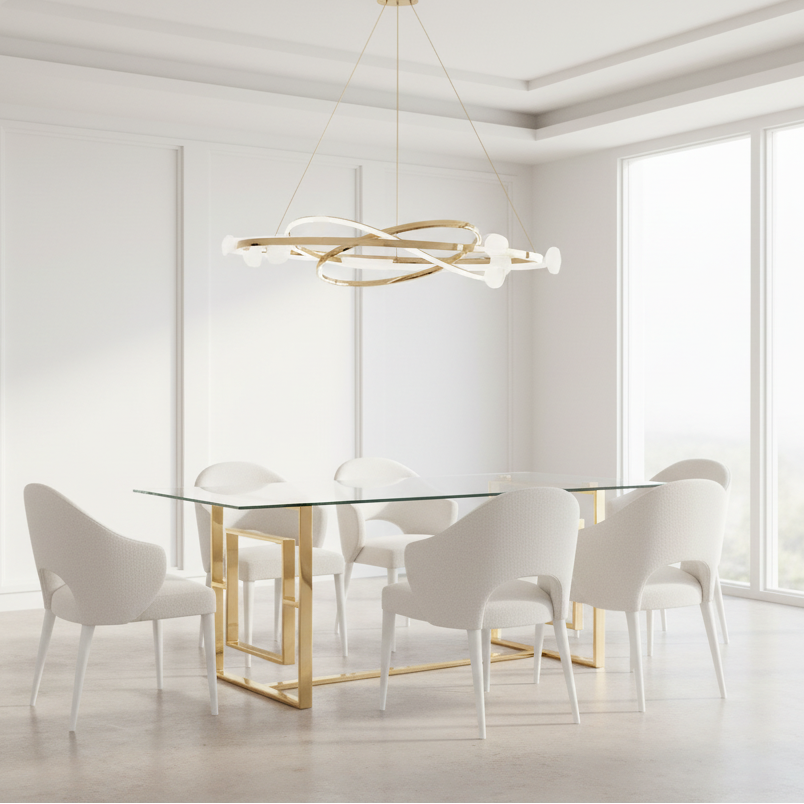 Eros Rectangular Dining Table in Silver