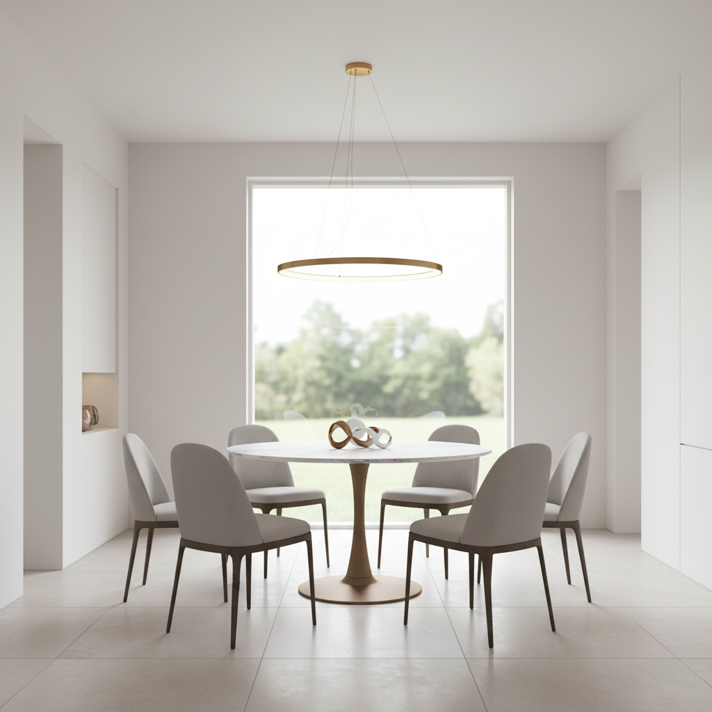 Zilo 40" Round Dining Table in White Faux Marble and Black