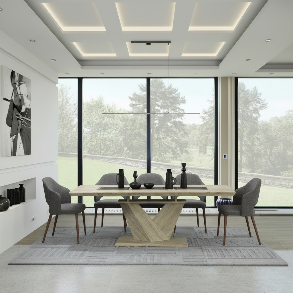 Eclipse Dining Table w/Extension in Washed Oak