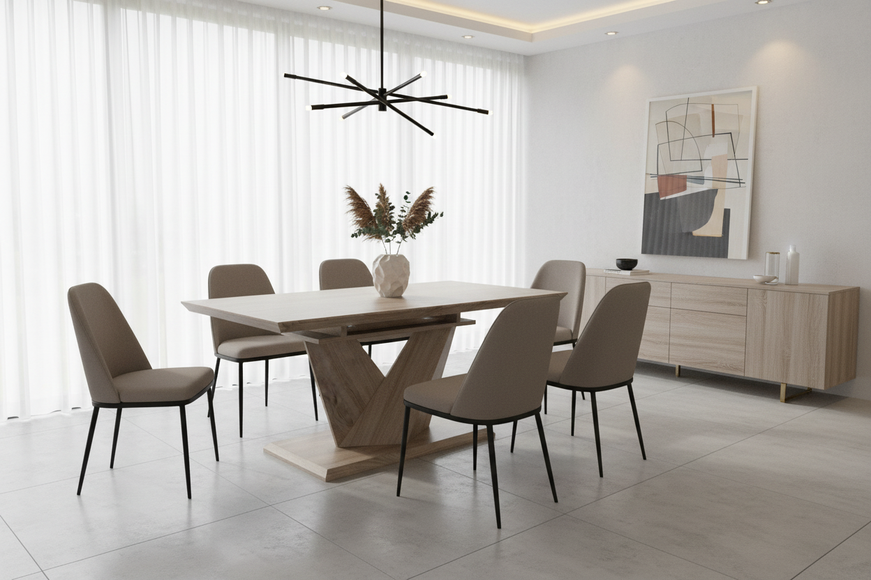 Eclipse Dining Table w/Extension in Washed Oak