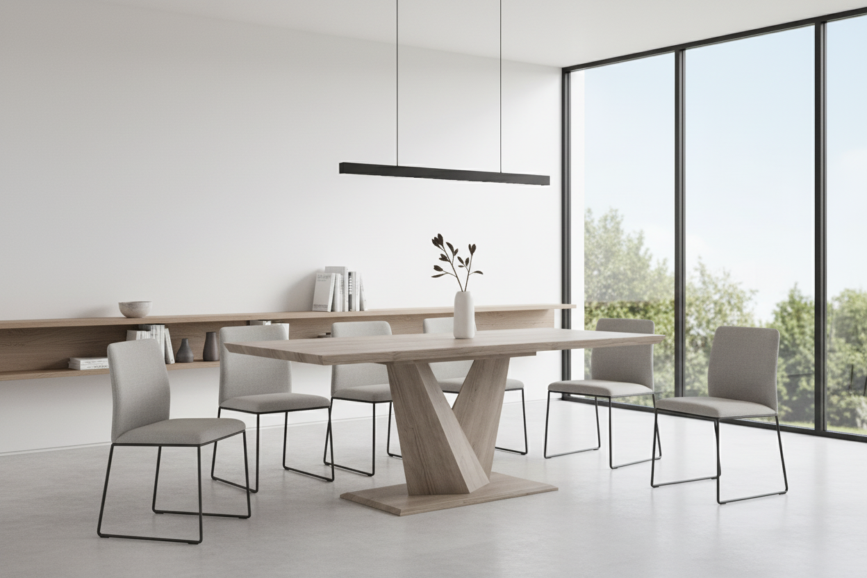 Eclipse Dining Table w/Extension in Washed Oak