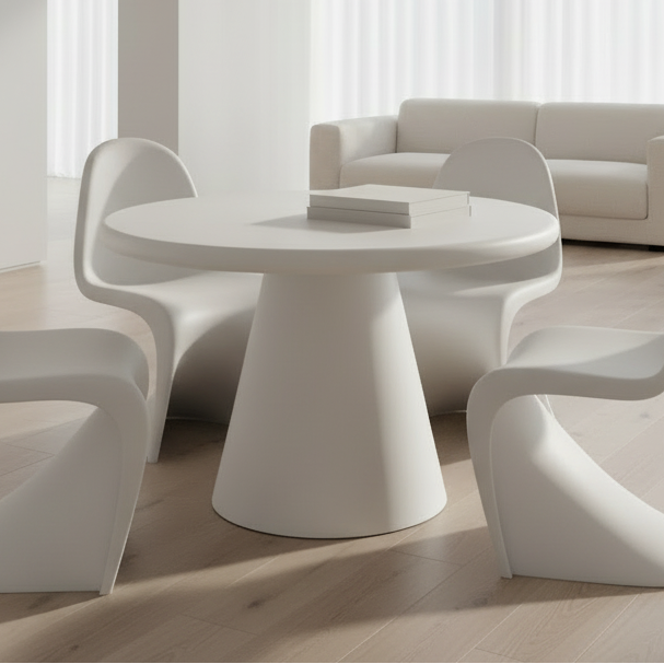 Galio Round Dining Table in White