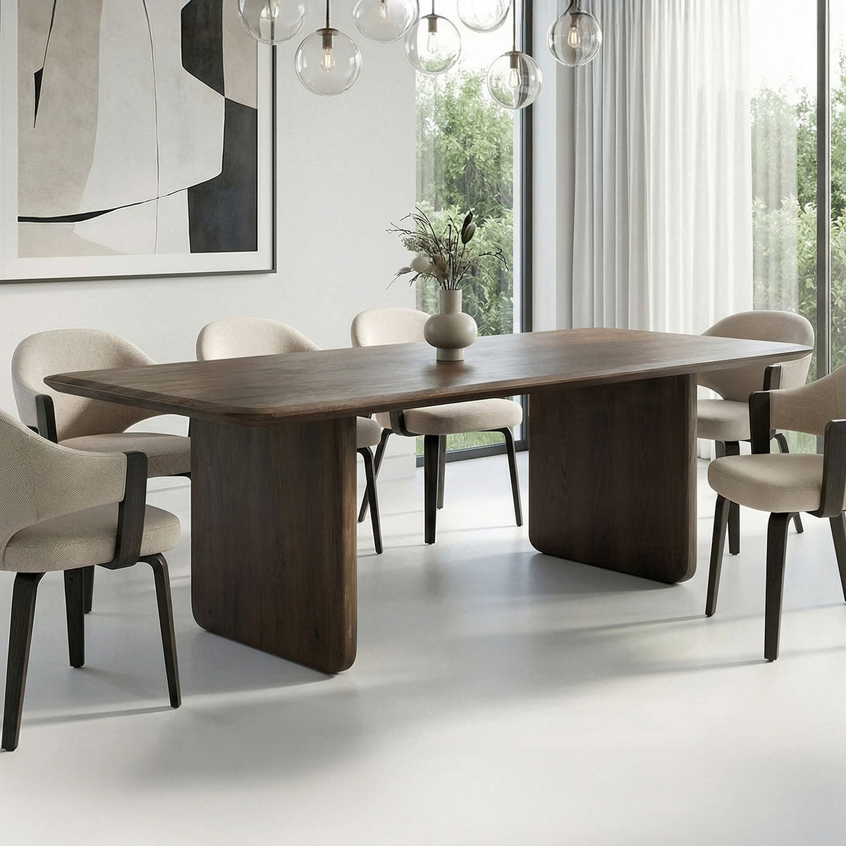 Bazul Rectangular Dining Table, 78" in Mocha
