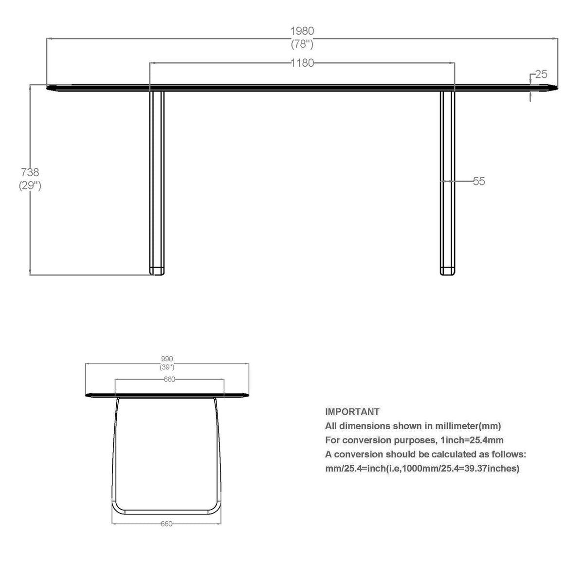 Bazul Rectangular Dining Table, 78" in Mocha