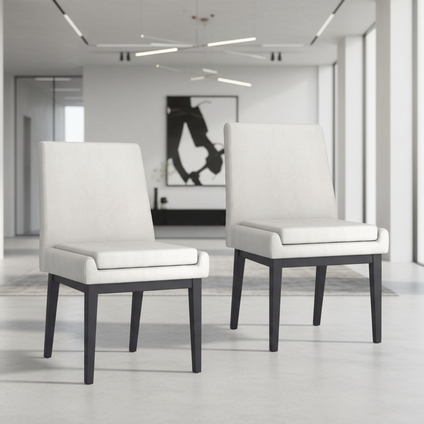 Chaise de salle à manger Cortez, lot de 2, en tissu beige et noir