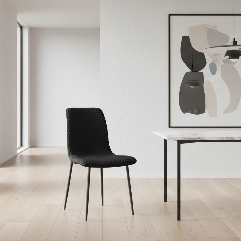 Chaises de salle à manger Brixx, lot de 2, en tissu beige et noir