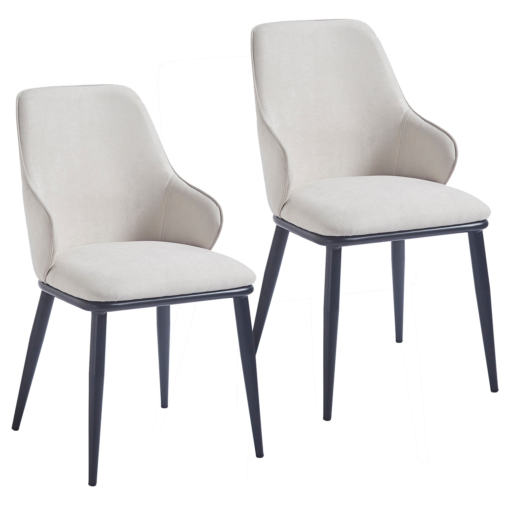 Chaises de salle à manger Kash, lot de 2, en tissu beige et noir
