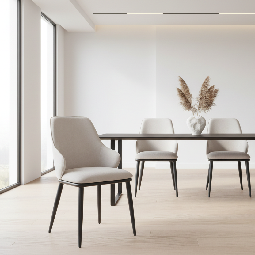 Chaises de salle à manger Kash, lot de 2, en tissu beige et noir