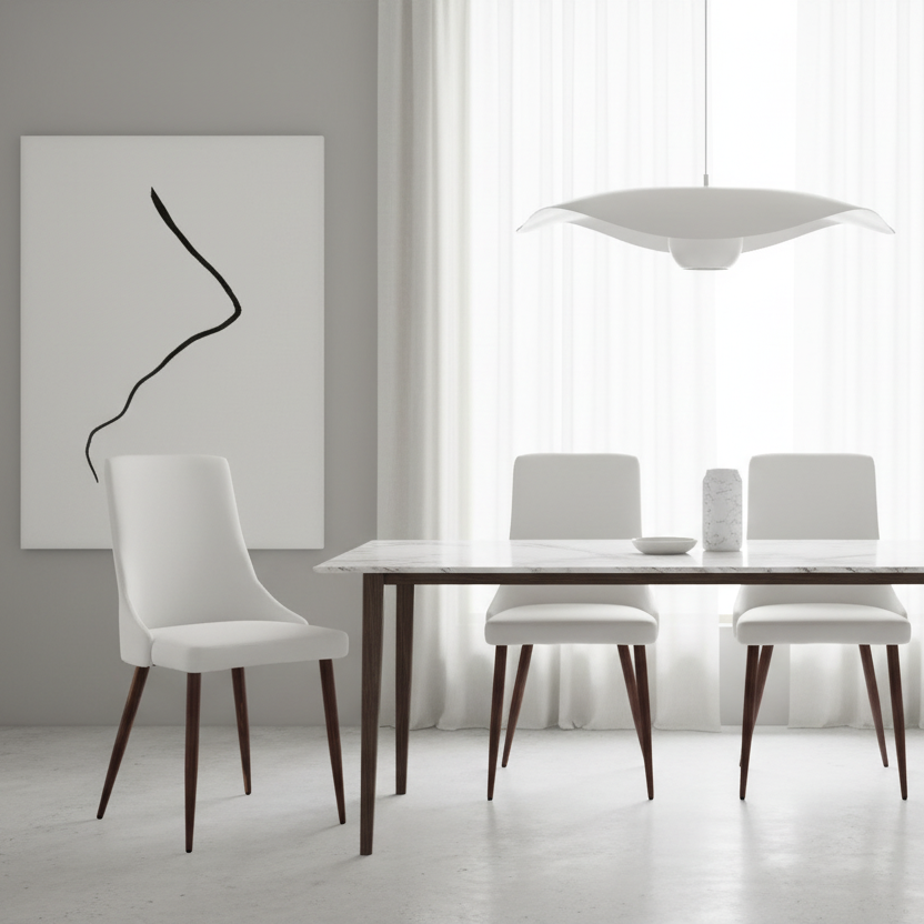 Chaise de salle à manger Cora en similicuir, lot de 2, noir et noyer