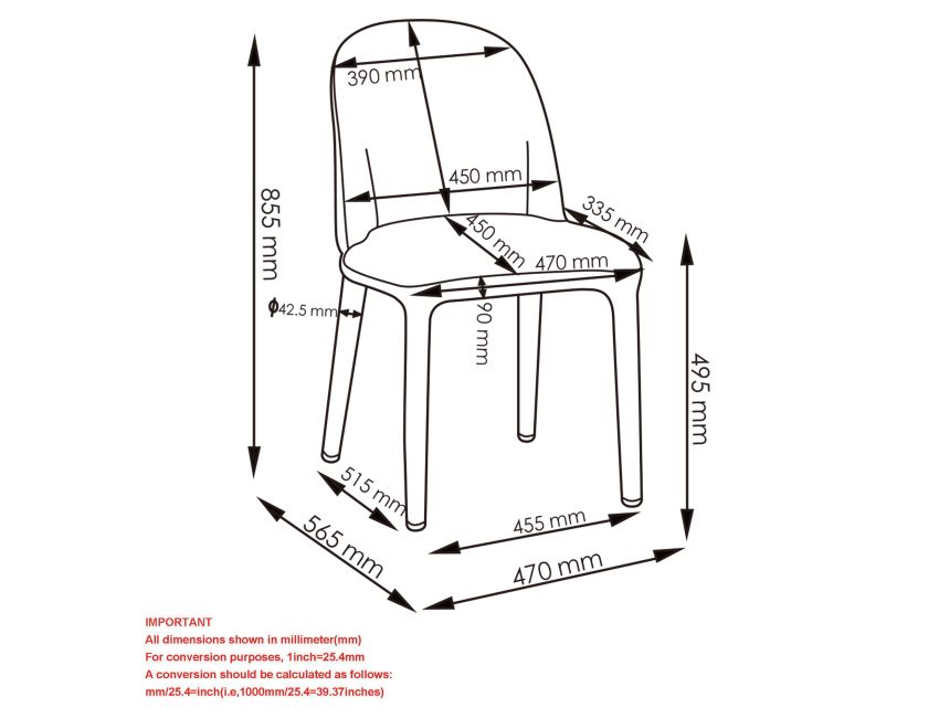 Chaise de salle à manger/salon Kiara, lot de 2