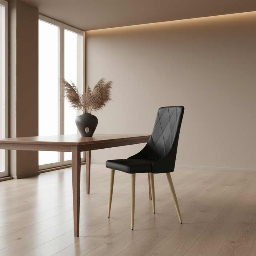 Chaise de salle à manger Antoine, lot de 2, noir et or vieilli