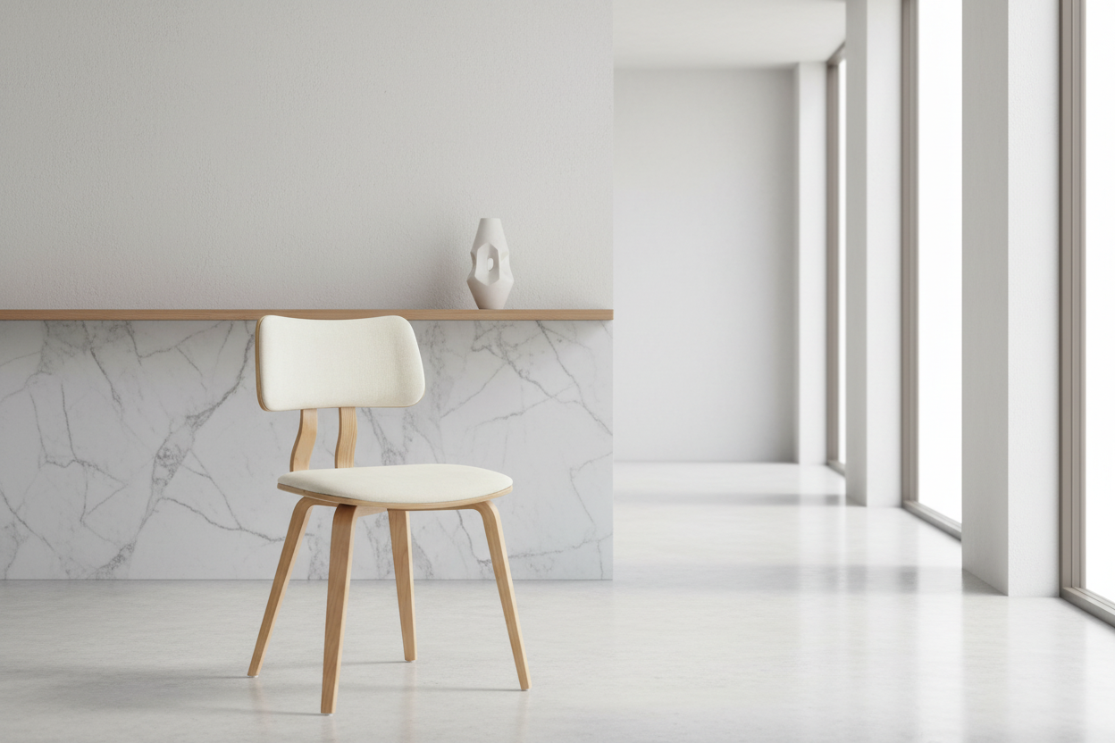 Zuni Dining Chair in Black Faux Leather and Walnut