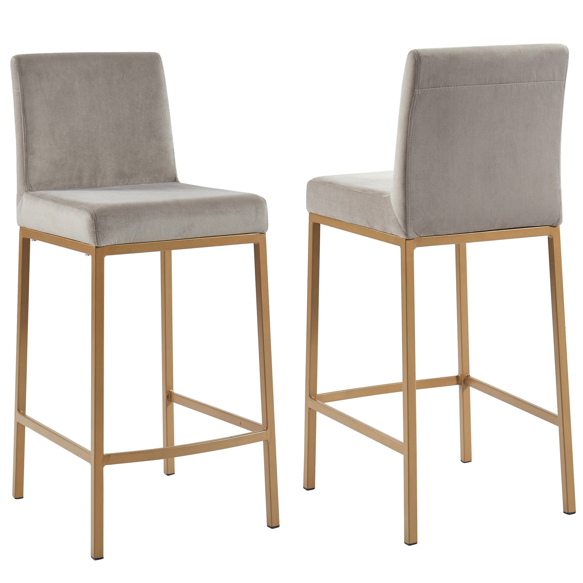 Diego-26" Counter Stool-Grey/Aged Gold, Set of 2