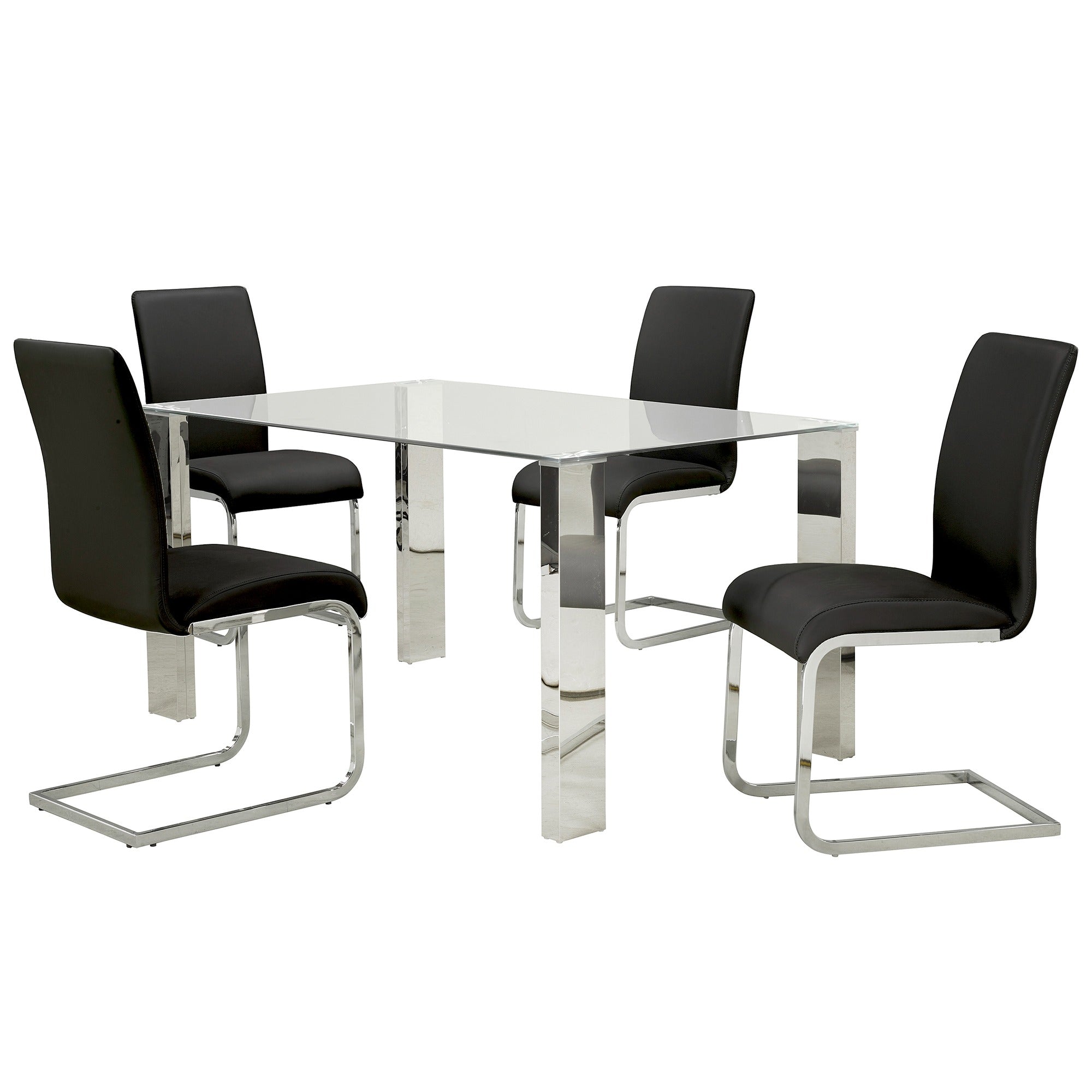 Frankfurt/Maxim 5pc Dining Set in Chrome