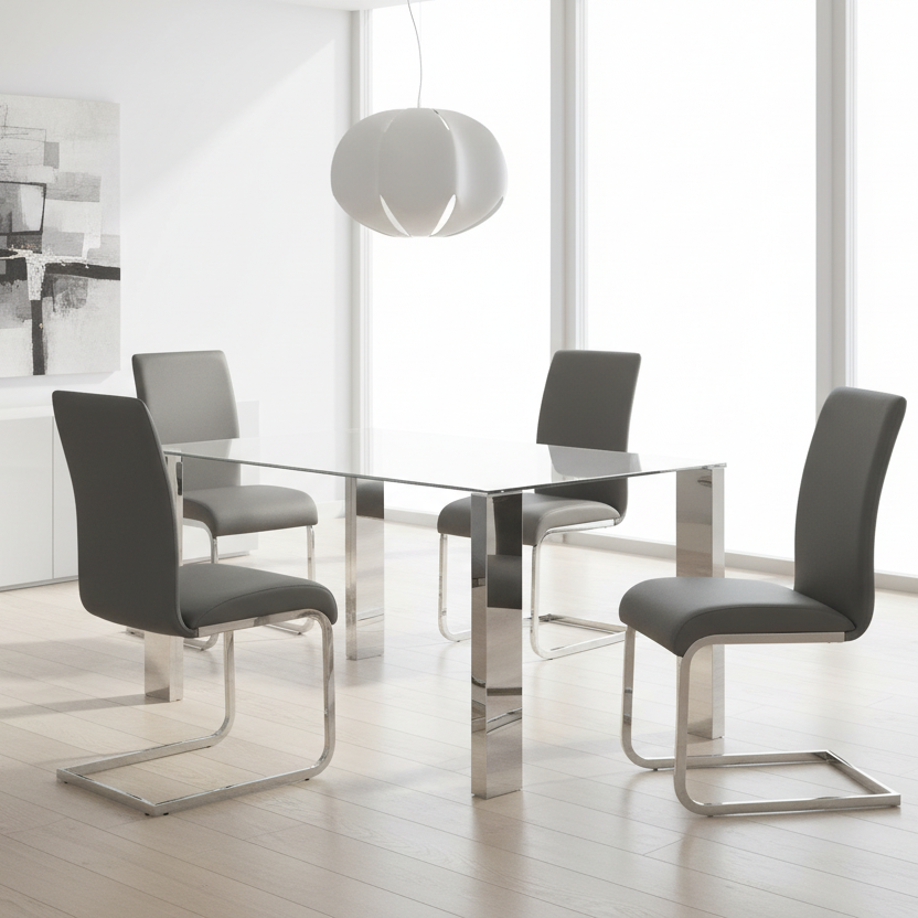 Frankfurt/Maxim 5pc Dining Set in Chrome