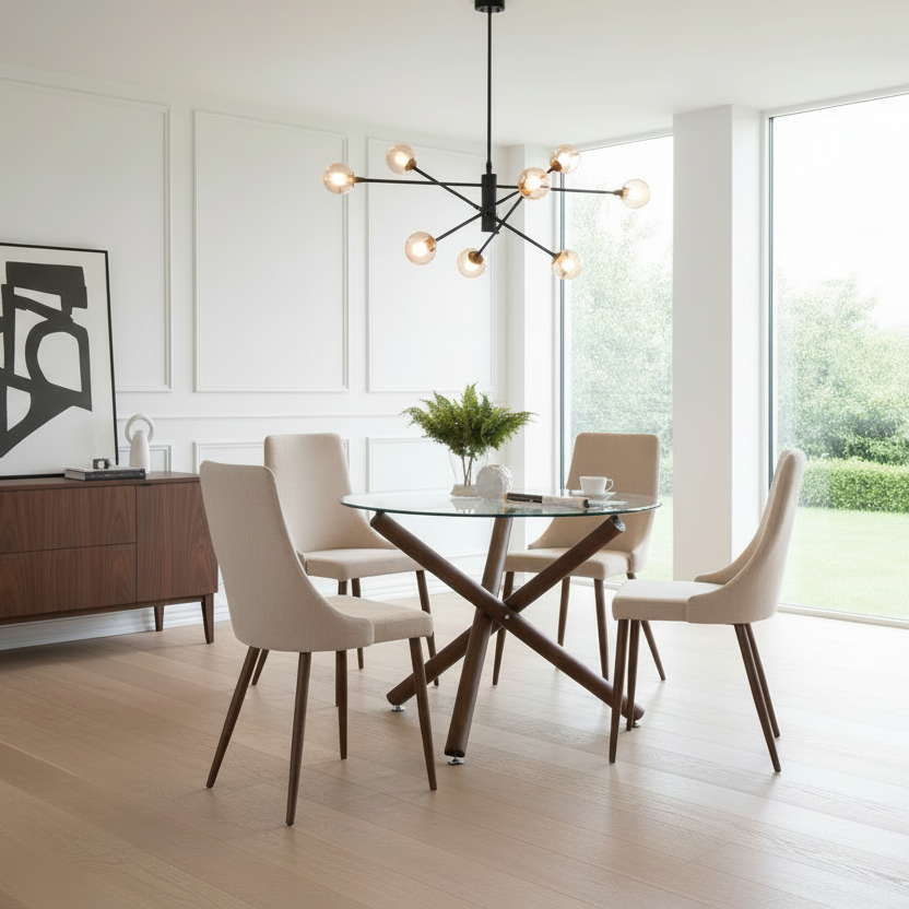 Rocca/Cora 5pc Dining Set in Walnut