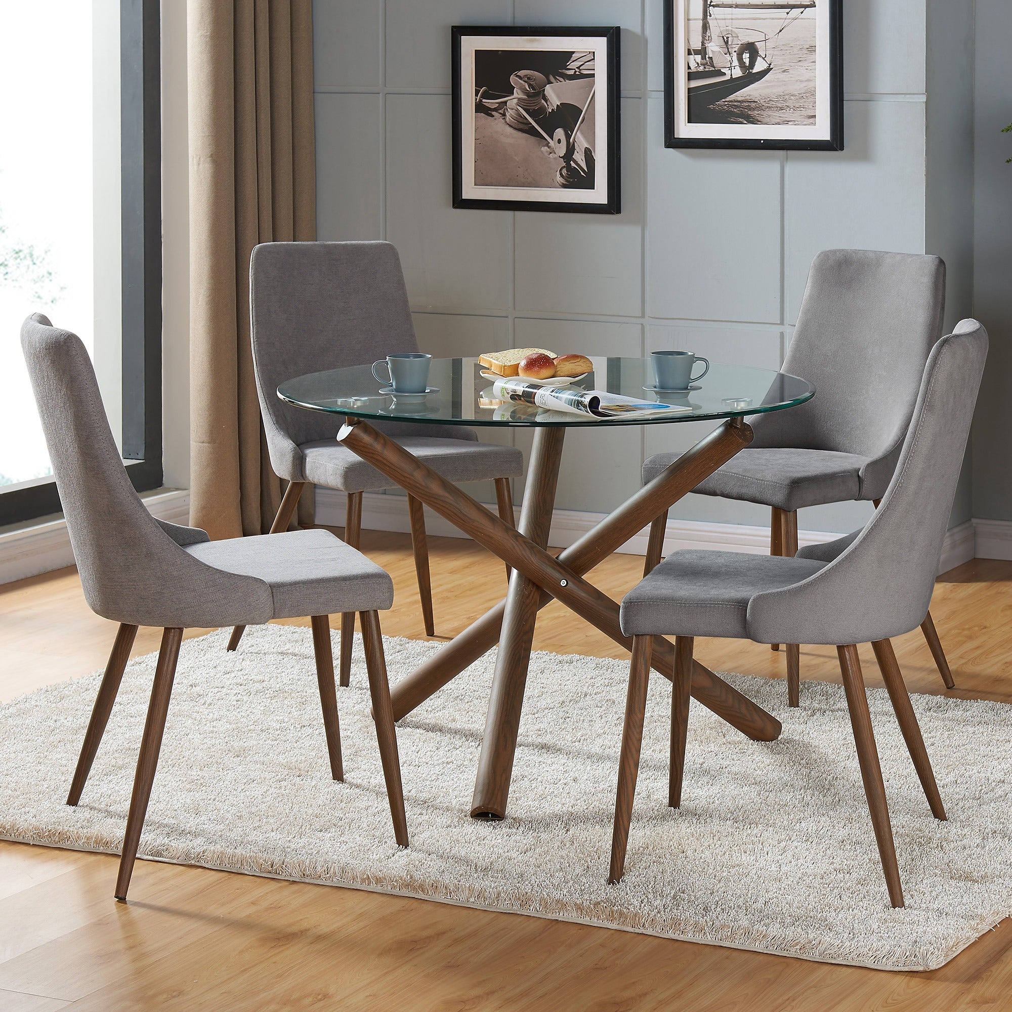 Rocca/Cora 5pc Dining Set in Walnut