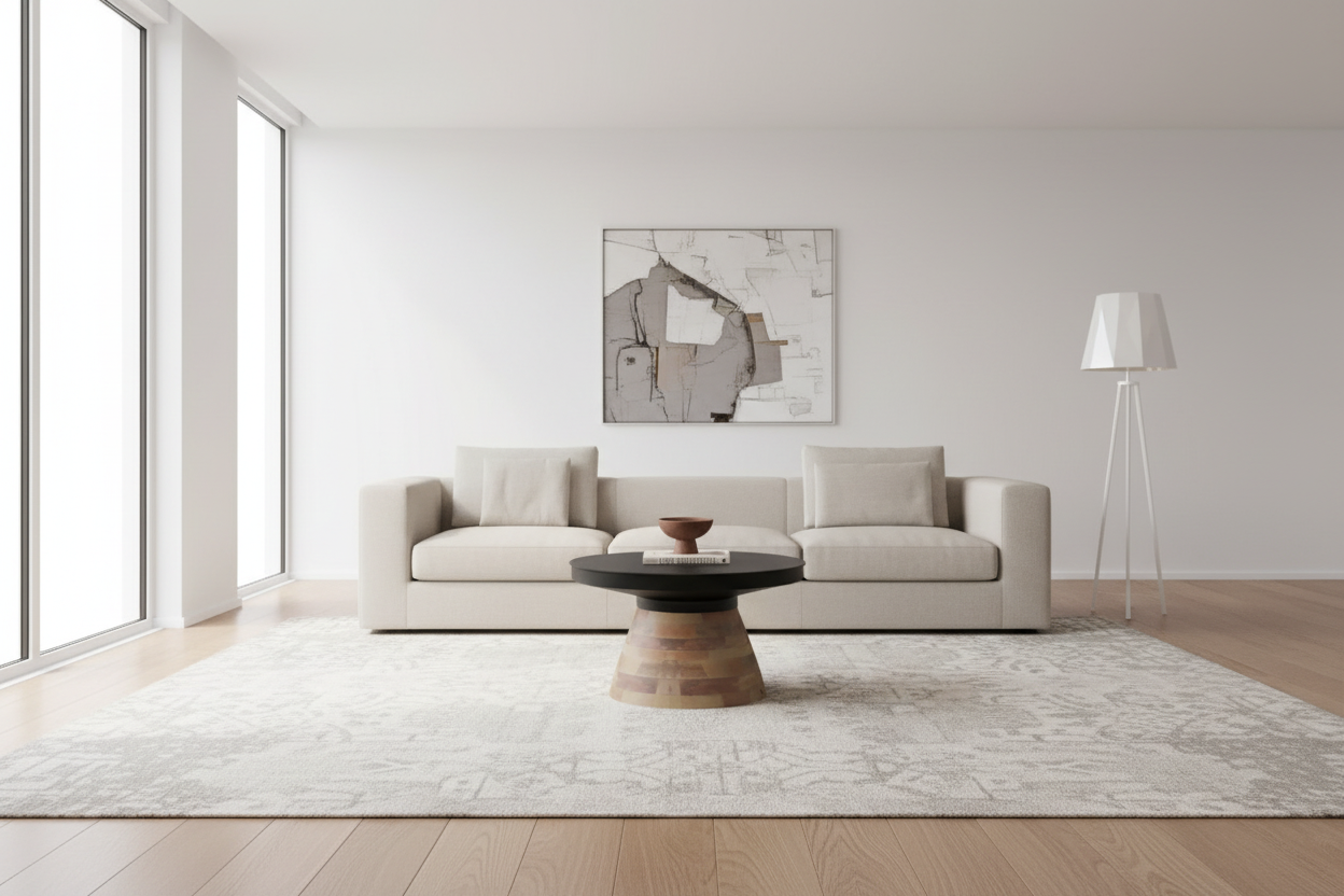 Table basse ronde Boden en noir et noyer