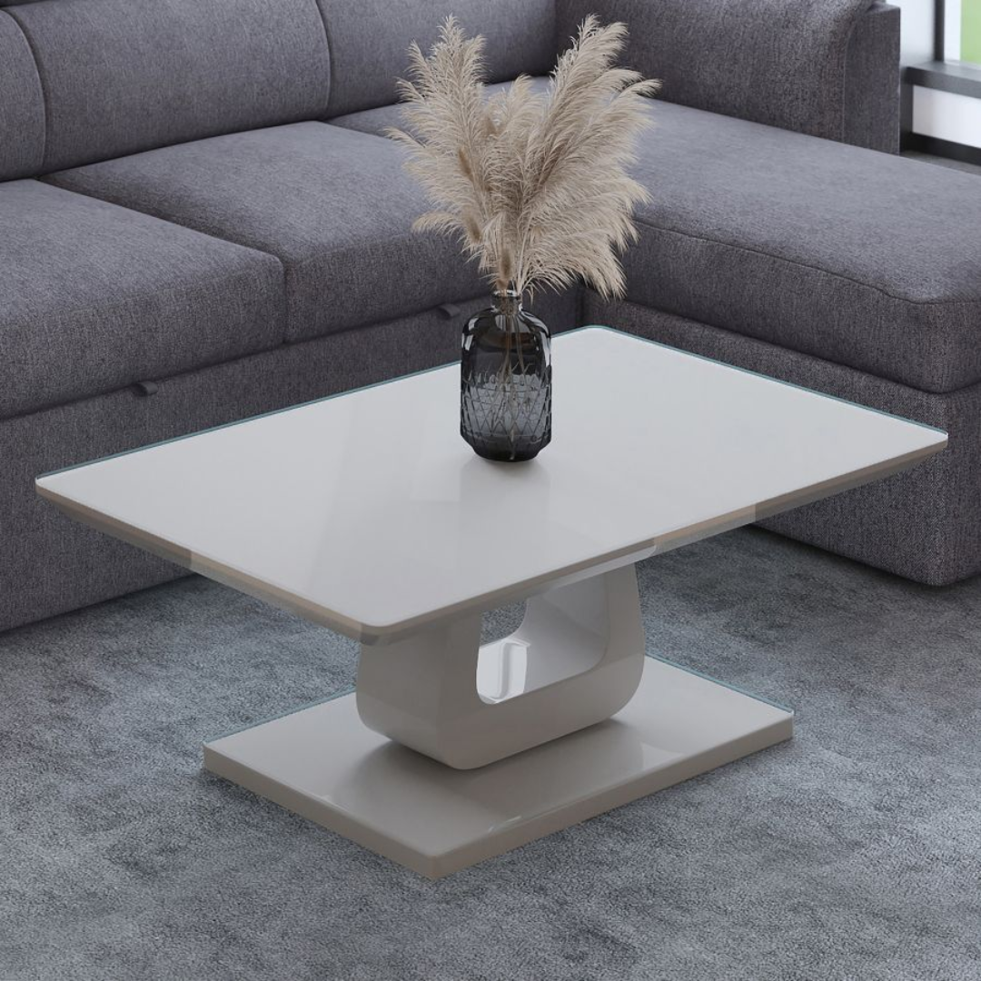 Table basse rectangulaire Corvus en gris chaud