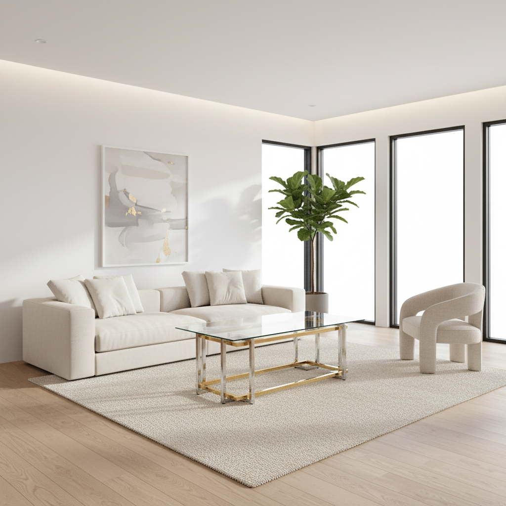 Table basse Florina en argent et or