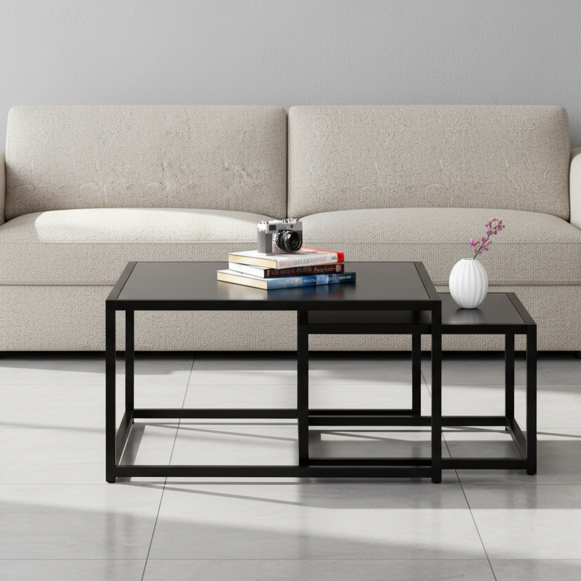 Ensemble de 2 tables basses Quinn noires