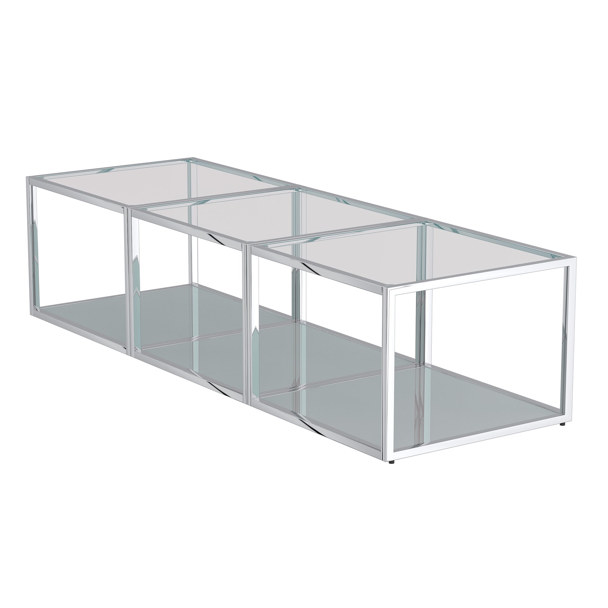 Ensemble de 3 petites tables basses Casini en argent