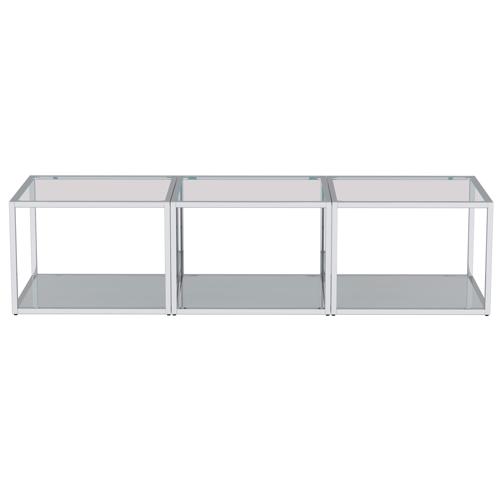 Ensemble de 3 petites tables basses Casini en argent