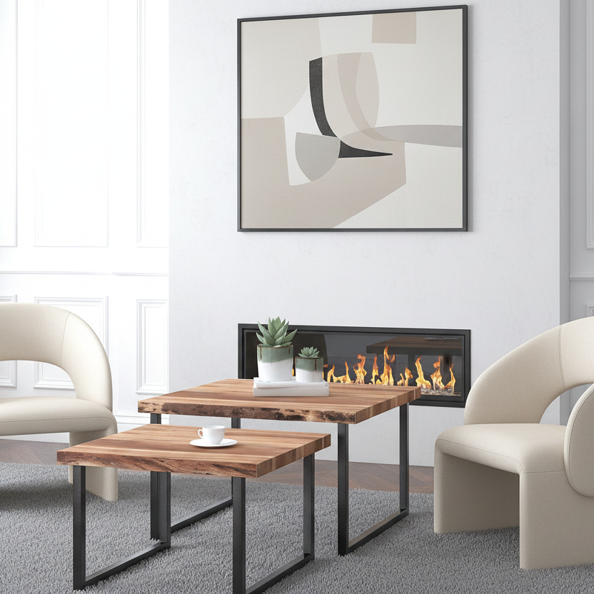 Ensemble de 2 tables basses Jivin en naturel et noir