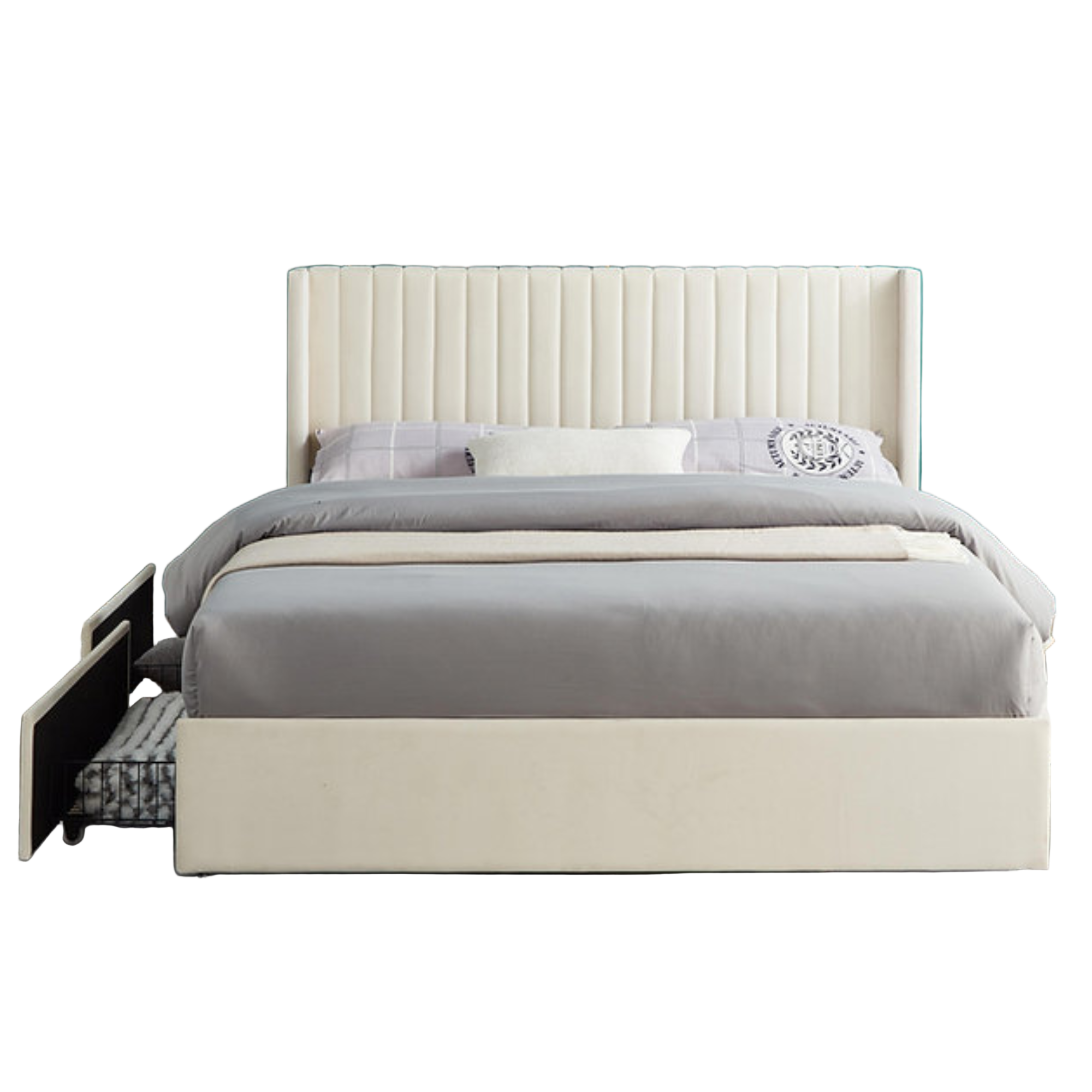 IF-5408 Wingback Design Bed with Storage