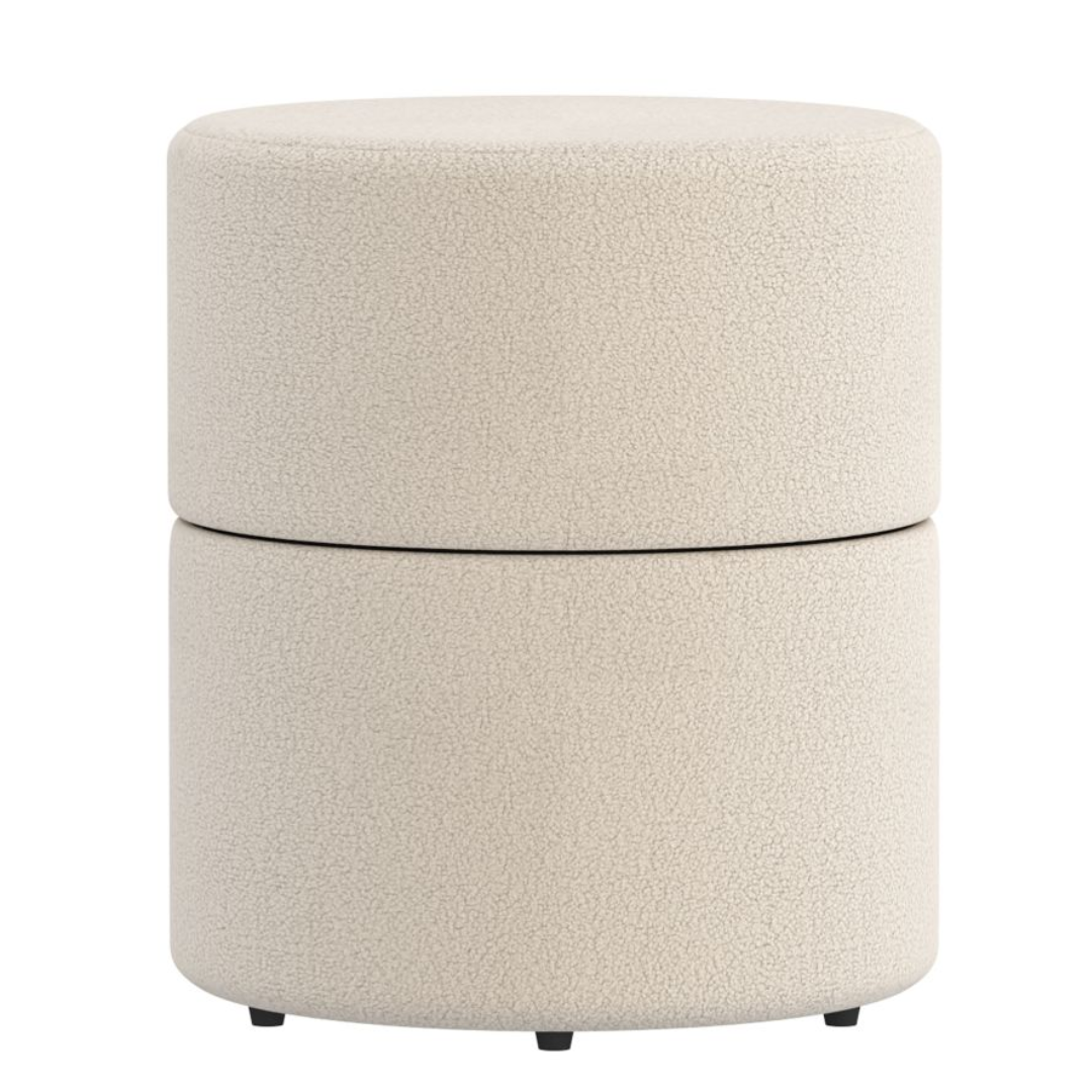 Pouf rond pivotant Novar en boucle crème