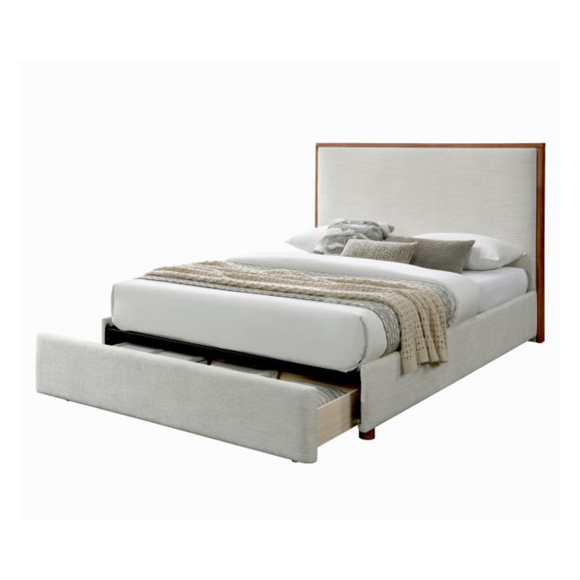 Andover 60" Queen Platform Bed with Drawer in Oat