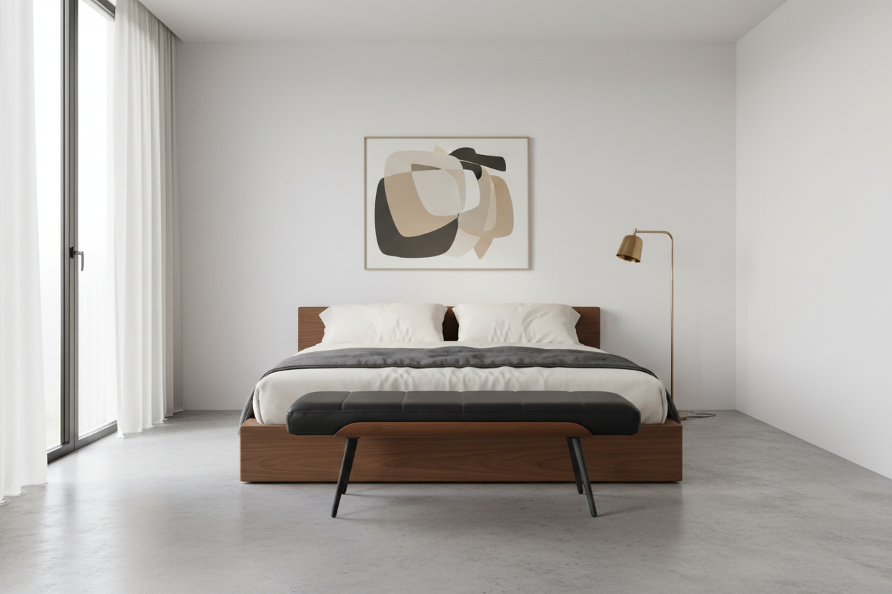 Umber Bench in Black and Walnut