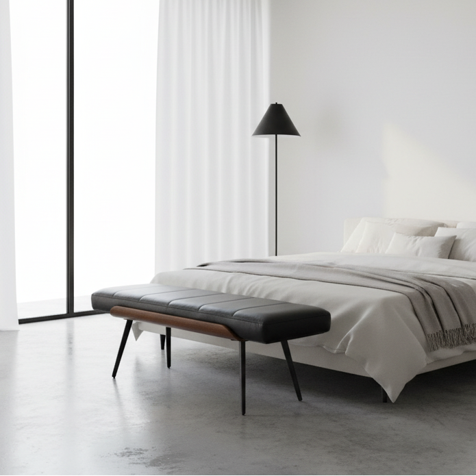 Umber Bench in Black and Walnut