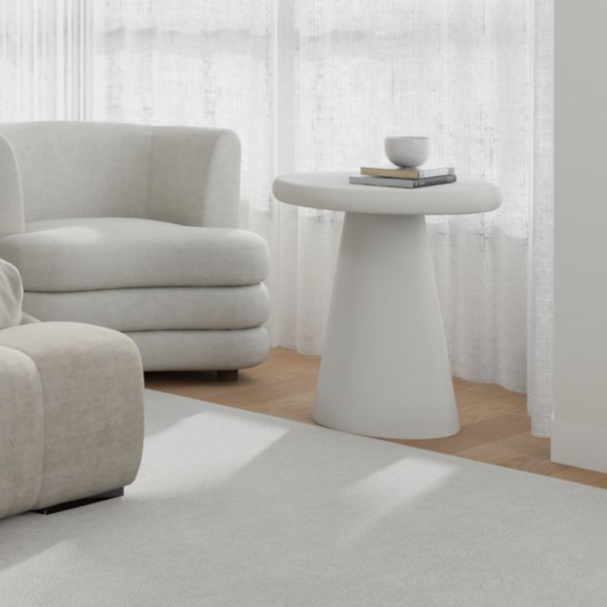 Table d'appoint ronde Galio en blanc