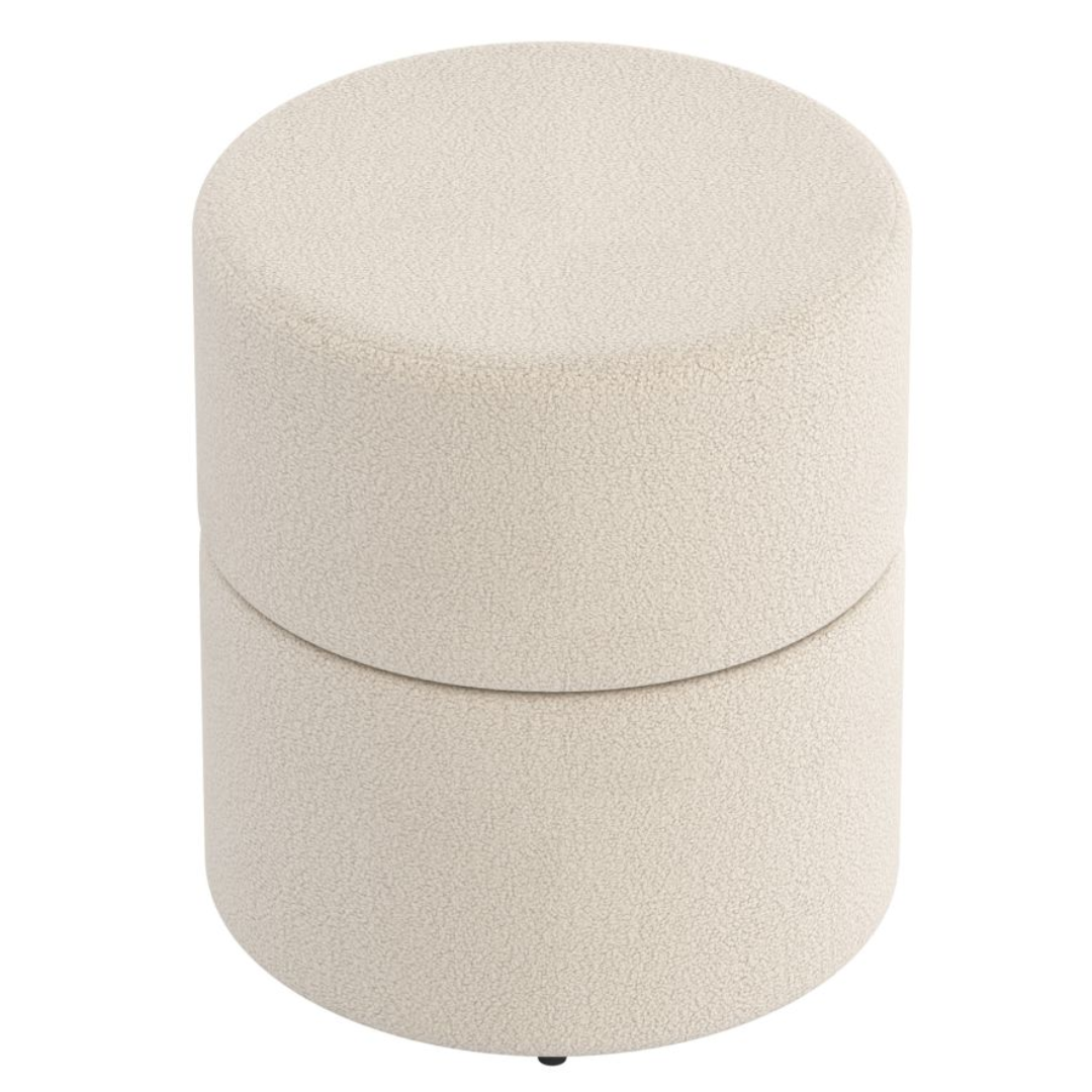 Pouf rond pivotant Novar en boucle crème