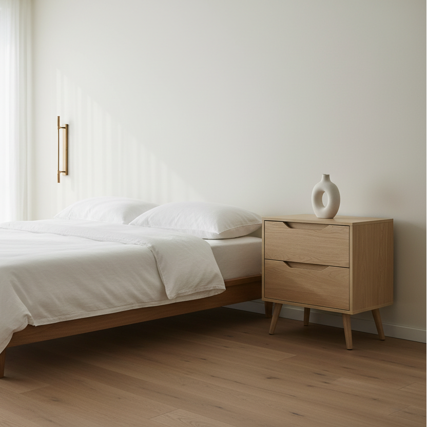 TABLE D'APPOINT - 24"H / TABLE D'APPOINT BLANCHE AVEC 2 TIROIRS