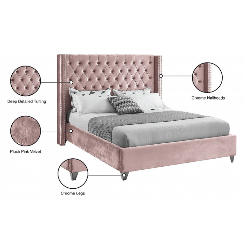 IF-5895 Pink Contemporary Style Bed