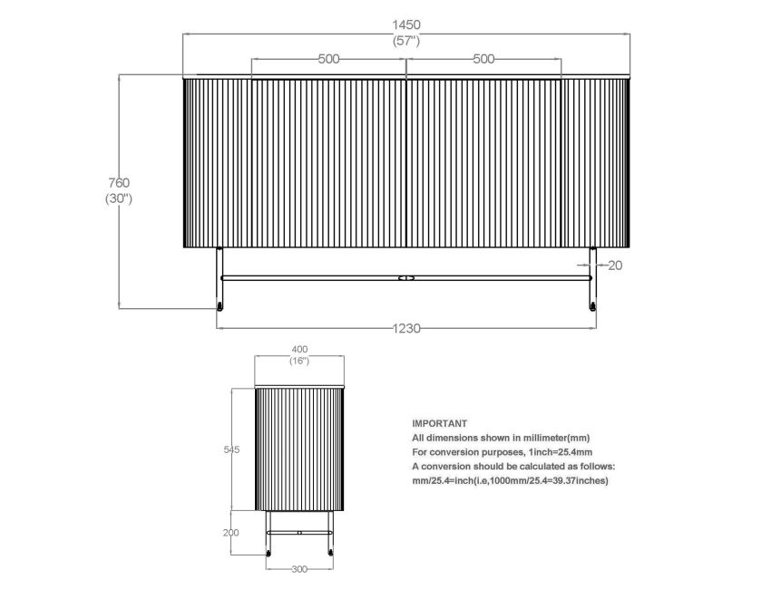 Reyna Sideboard, 57" in Black and White