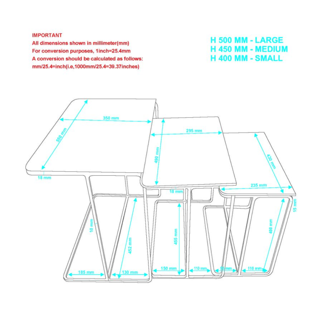 Ensemble de 3 tables d'appoint Bristol en or antique et noir