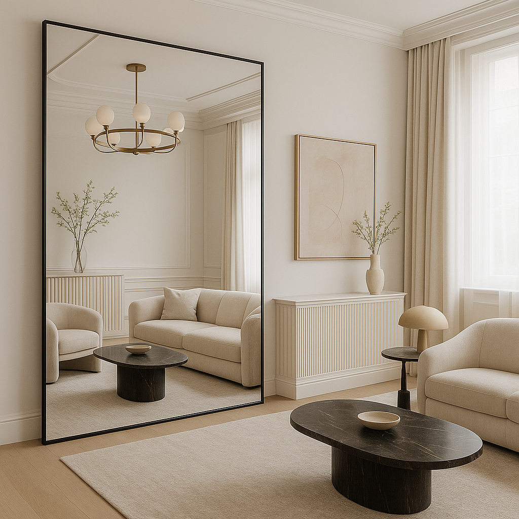 Ella Black Frame Mirror 80"