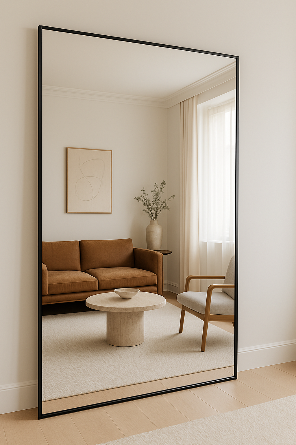 Ella Black Frame Mirror 80"